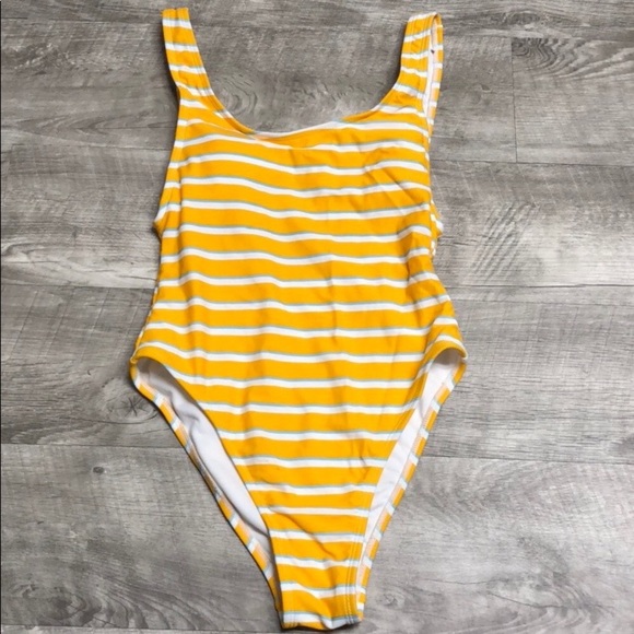 yellow striped swimsuit